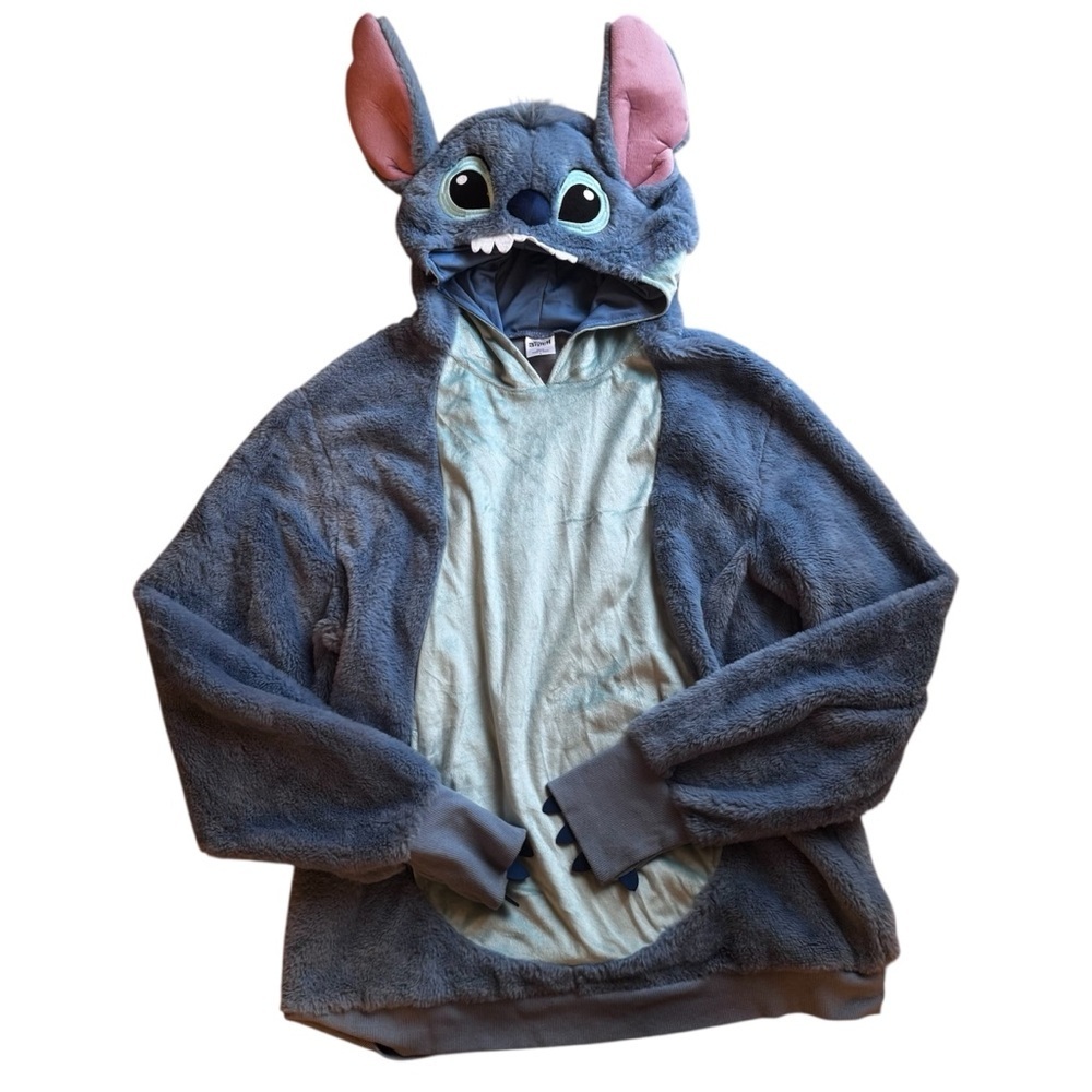 Disney Lilo & Stitch Costume Plush Fleece Hoodie Pullover Cozy Long Sleeve Blue